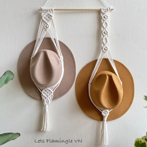 Cowboy Hat Rack, Farmhouse Hat Hanger, Macrame Double Hat Holder, Boho Hat Display, Hat Holder Wall Hanging, Macrame Hat Rack, Hat Decor