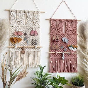 Macrame Jewelry Holder, Tapestry Earring Display, Jewelry Organizer, Handmade Jewelry Storage, Tapestry Earring Holder, Boho Accessories