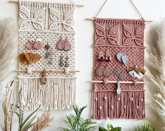 Macrame Jewelry Holder, Tapestry Earring Display, Necklace & Bracelet Storage, Boho Organizer, Gift For Her