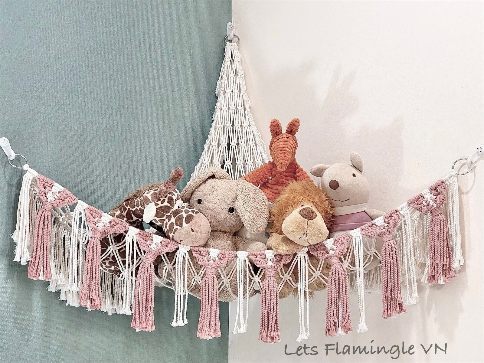 Hammock Toy Net Organizer Corner Stuffed Animals Kids Hanging/Bath Toys Storage, Size: 140*100*100cm, Brown