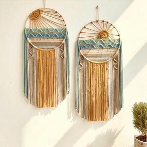 Macrame Sunrise Sunset Wall Hanging: Boho Beach Decor