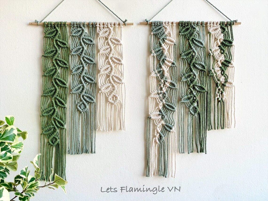 Dées De Feulles En Macramé Pour La Décoraton Murale
