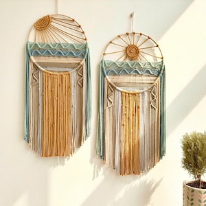 Macrame Sunrise Sunset Wall Décor, Macrame Dreamcatcher, Sun And Surf Décor, Beach House Décor, Boho Headboard Décor, Macrame Wall Art