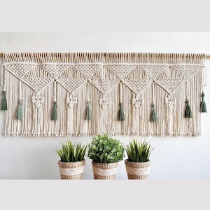 Macrame Window Valance: Boho Curtain, Headboard Decor, Door Treatment
