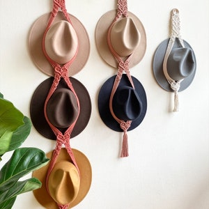 Macrame Hat Holder Farmhouse Hat Hanger Cowboy Hat Rack - Etsy