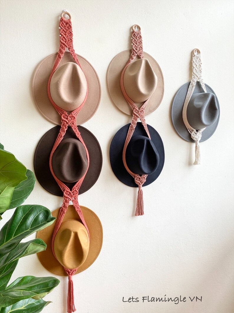Macrame Hat Holder Farmhouse Hat Hanger Cowboy Hat Rack - Etsy