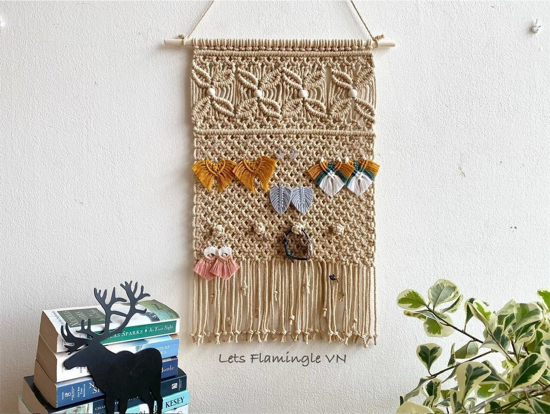 Macrame Jewelry Rack Boho Jewelry Holder Earrings Holder Etsy