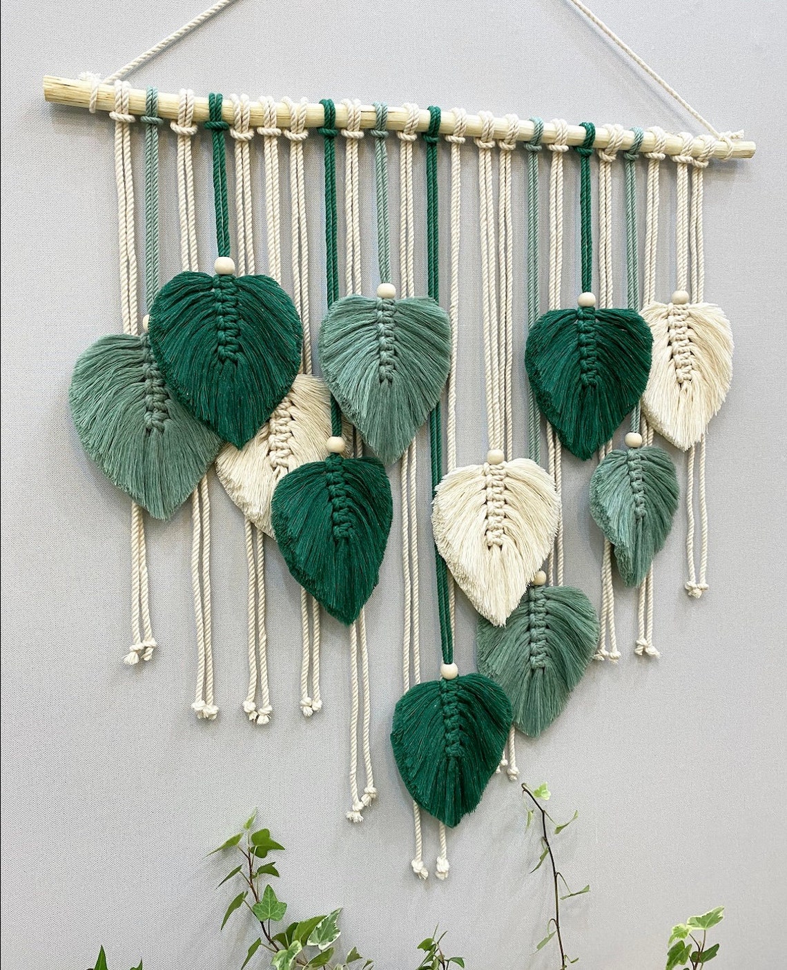 Green Leaves Macrame Wall Hanging Nursery Wall Hanging Etsy