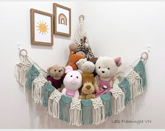 Macrame Toy Hammock: Boho Nursery Stuffed Animal Storage