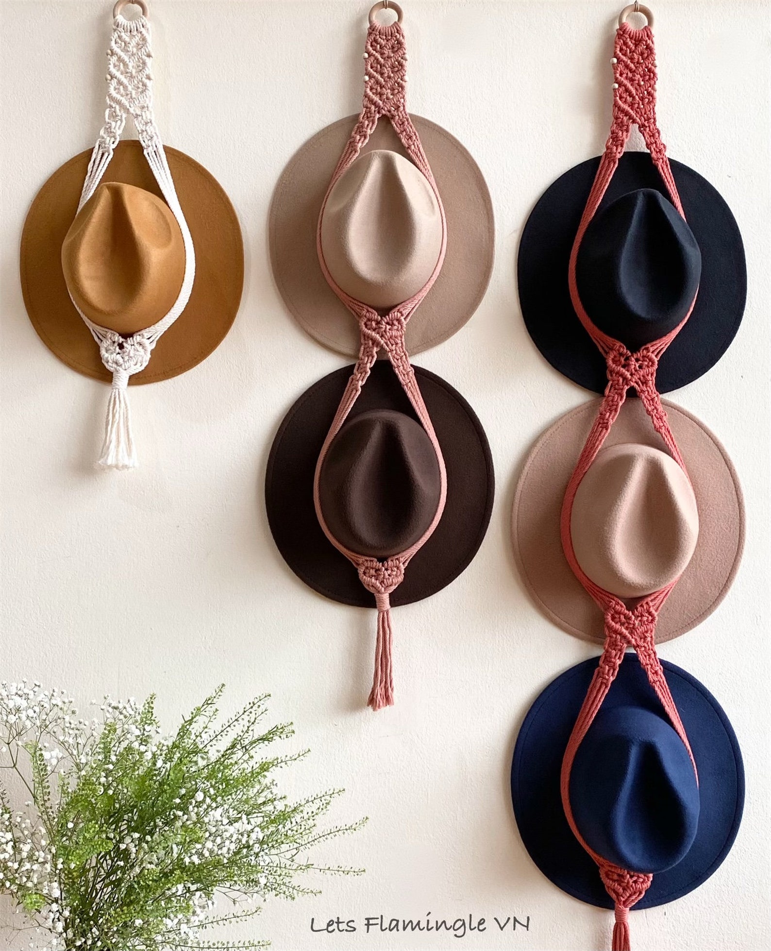 Macrame Hat Holder Farmhouse Hat Hanger Cowboy Hat Rack - Etsy