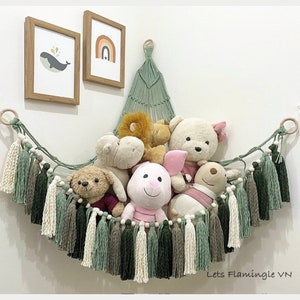 Macrame Toy Hammock, Stuffed Animals Hammock, Corner Toy Hammock, Toy Holder Wall Hanging, Kids Room Toy Storage, Boho Nursery Wall Hanging