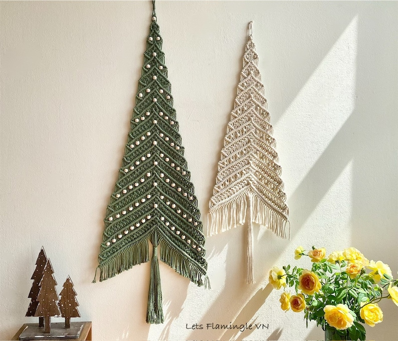 Macrame Christmas Tree Wall Hanging, Boho Xmas Tree, Christmas Ornaments, Christmas Gifts, Christmas Tree Décor, Xmas Décor, Winter Décor image 6