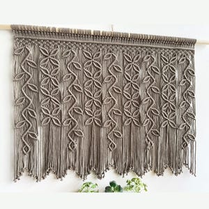 Macrame Leaf Window Curtain, Vintage Valances, Macrame Leaves Wall Hanging, Macrame Valance For Window, Boho Curtain Valance, Boho Wall Art