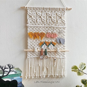 Macrame Jewelry Holder, Boho Jewelry Hanger, Earrings Holder, Jewelry Storage, Tapestry Earring Display, Macrame Jewelry Rack, Gift For Her