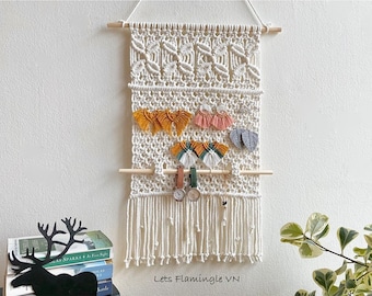 Macrame Jewelry Holder, Boho Tapestry Earring Display,  Accessories Organizer, Necklace Storage, Christmas Gift