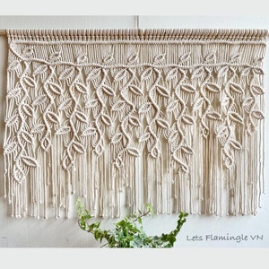 Macrame Window Valance, Macrame Leaf Window Curtain, Vintage Valance, Macrame Leaves Wall Hanging, Boho Window Curtain, Headboard Décor