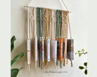 Estantería de macramé: percha bohemia para libros, decoración para habitación infantil