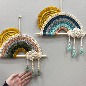 Macrame Rainbow Wall Hanging, Boho Nursery Decor, Woven Wall Art