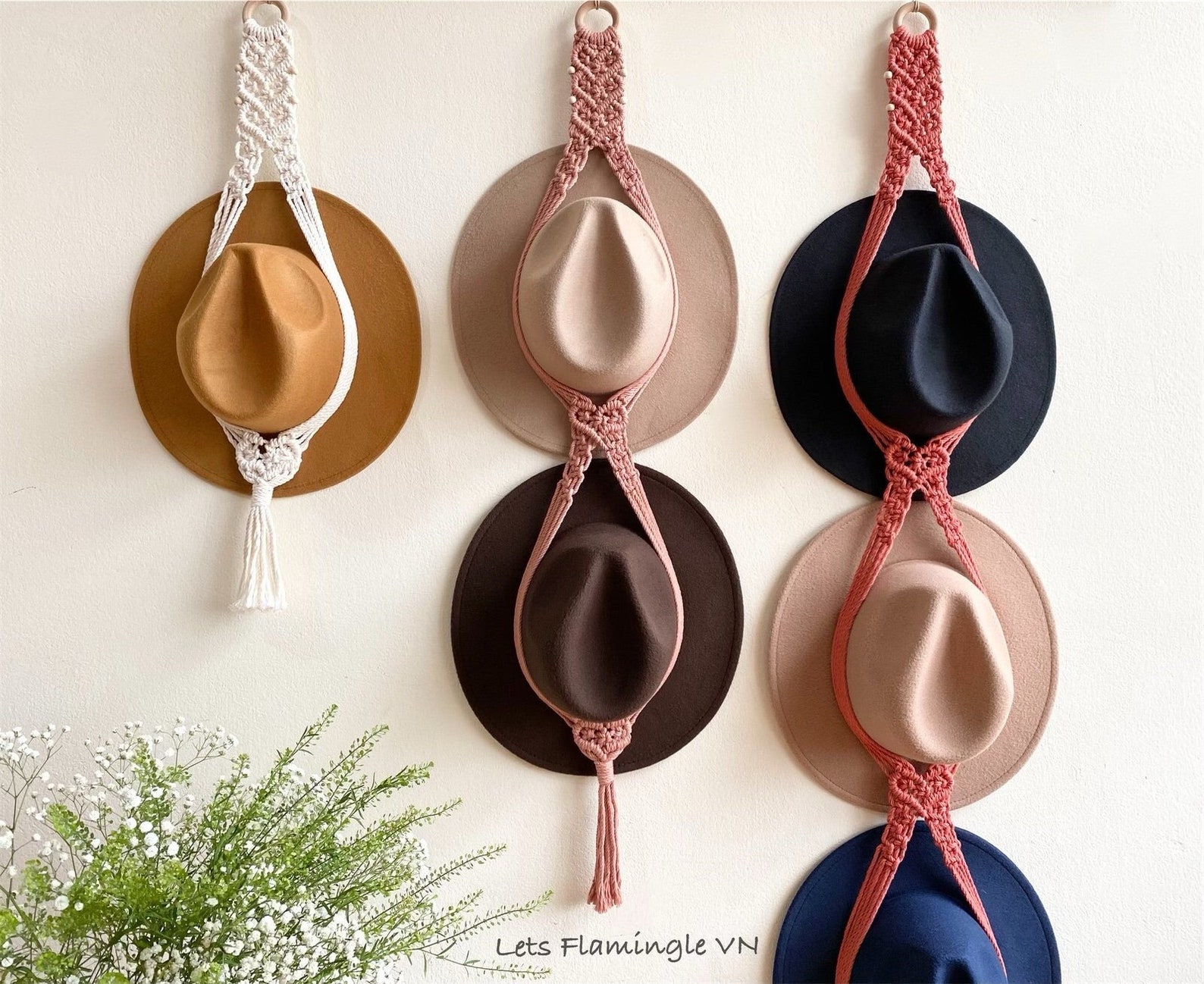 Macrame Hat Holder Farmhouse Hat Hanger Cowboy Hat Rack - Etsy