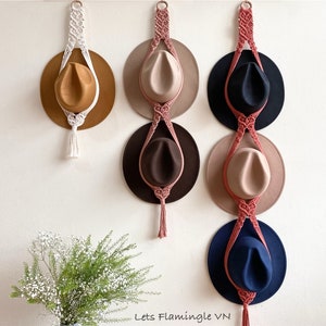 Macrame Hat Holder Farmhouse Hat Hanger Cowboy Hat Rack - Etsy