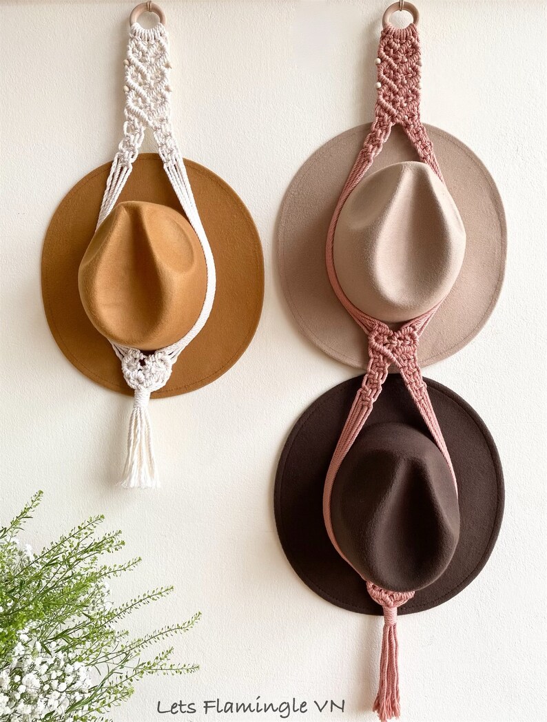 Macrame Hat Holder Farmhouse Hat Hanger Cowboy Hat Rack - Etsy