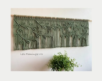 Macrame Leaf Window Curtain, Macrame Valances, Macrame Leaf Wall Hanging, Vintage Window Valance, Boho Window Treatment, Above Bed Décor