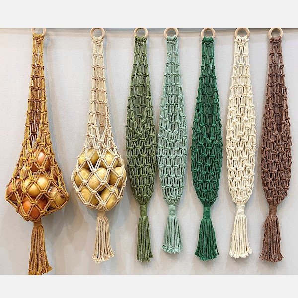 Handmade Macrame Hanging Fruit Basket: Veggie Storage