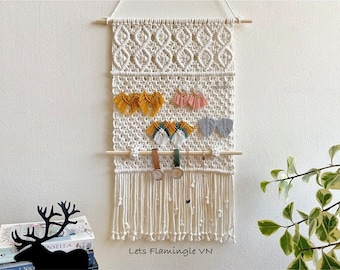 Macrame Jewelry Holder, Boho Tapestry Earring Organizer, Necklace Display, Housewarming Gift