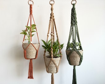 Handmade Cotton Macrame Plant Hanger: Indoor Outdoor Decor