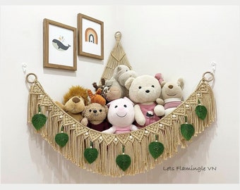 Macrame Toy Hammock: Boho Stuffed Animal Storage, Nursery Decor