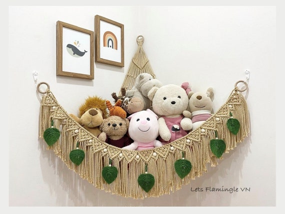 Red De Animales De Peluche, Soporte Organizador De Juguetes De Peluche, Hamaca De Animales De Peluche De Malla Bohemia Para Colgar En La Pared Para | En Línea