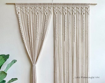 Thick Macrame Door Curtain: Boho Crochet Wall Hanging, Window Treatment
