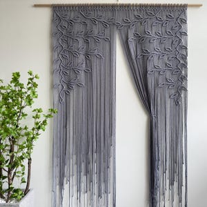 Macrame Leaf Door Curtain: Boho Crochet Window Hanging