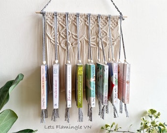 Estantería colgante de macramé: soporte bohemio para libros, decoración de pared para habitación infantil