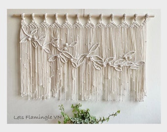 Macrame Leaf Window Curtain, Vintage Valance, Macrame Leaves Wall Hanging, Macrame Valance For Window, Boho Curtain Valance, Headboard Decor