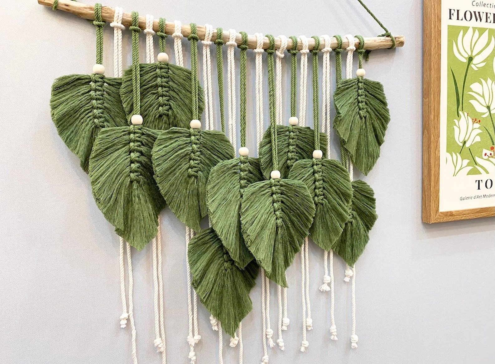 Green Leaves Macrame Wall Hanging Nursery Wall Hanging Etsy