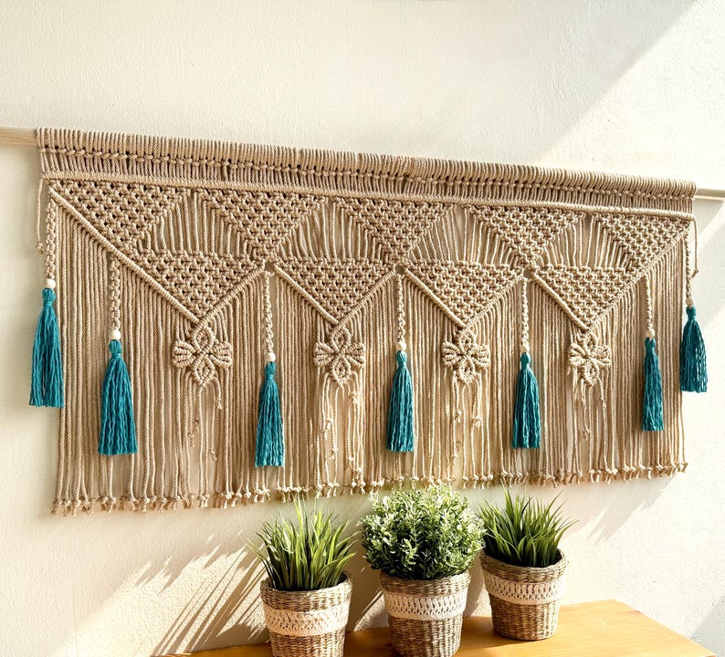 Macrame Window Valance: Boho Curtain, Headboard Decor, Door Treatment ...