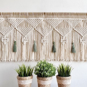 Makramee Fenster Volant: Boho Vorhang, Kopfteil Dekor, Türvorhang
