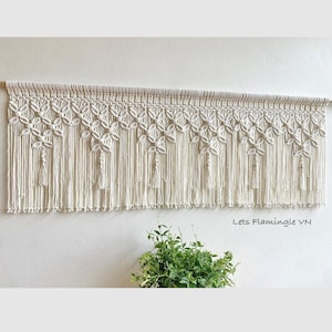 Macrame Leaf Window Curtain: Boho Wall Hanging, Vintage Valance