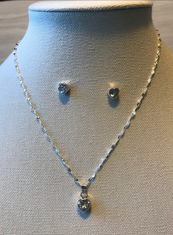 Silver Jewelry Set Includes Charm Necklace and Earrings | Etsy