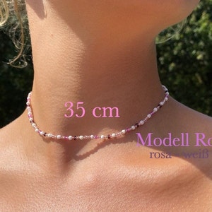 Pearl necklace colorful, y2k, pearl choker, Scandi style, handmade, pearls, gift for girlfriend / wife, 35 cm
