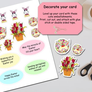 This pic shows the card embellishments on a table with scissors and a few cutouts. A collection of cute paintings I did for you and sayings to put inside your card, the front or even to decorate your envelope. Or keep your card blank if you wish.