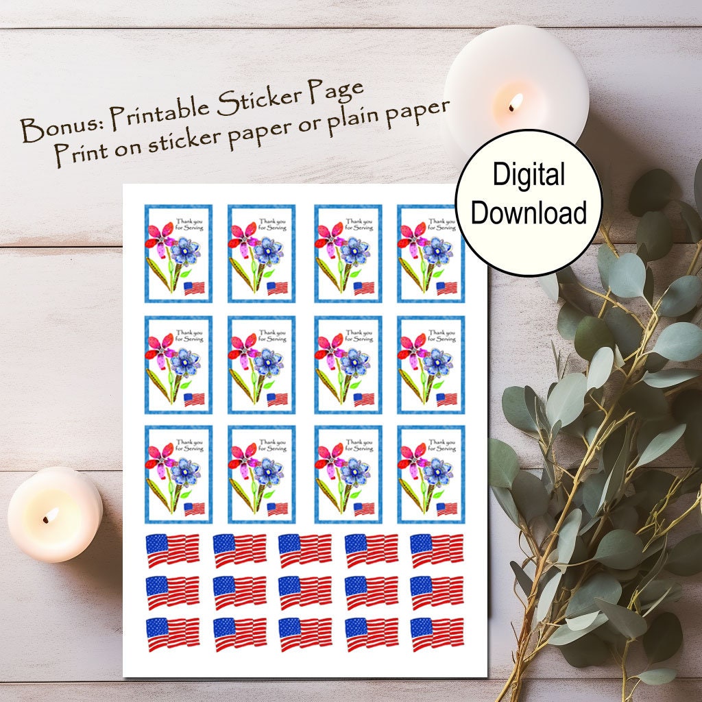 Printable Veterans Day Greeting Card, 5 X 7, Thank a Veteran, Blank ...