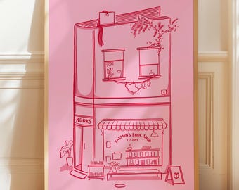 Custom Book Shop Art Print: Hand-Drawn Line Art