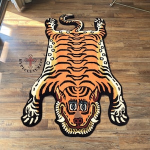 Custom Hand-tufted Tiger Rug: New Zealand Wool, Kids Friendly
