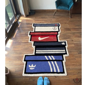 SHOE BOX RUG / Hypebeast Rug / Handmade Handtufted / Sneakerhead Rug / Gift for him / Father&#39;s Day Gift