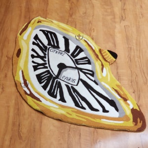MELTING WATCH RUG / Yellow colourway / Hypebeast Rug / Handmade Handtufted / Wall hanging Rug / Christmas Day Gift
