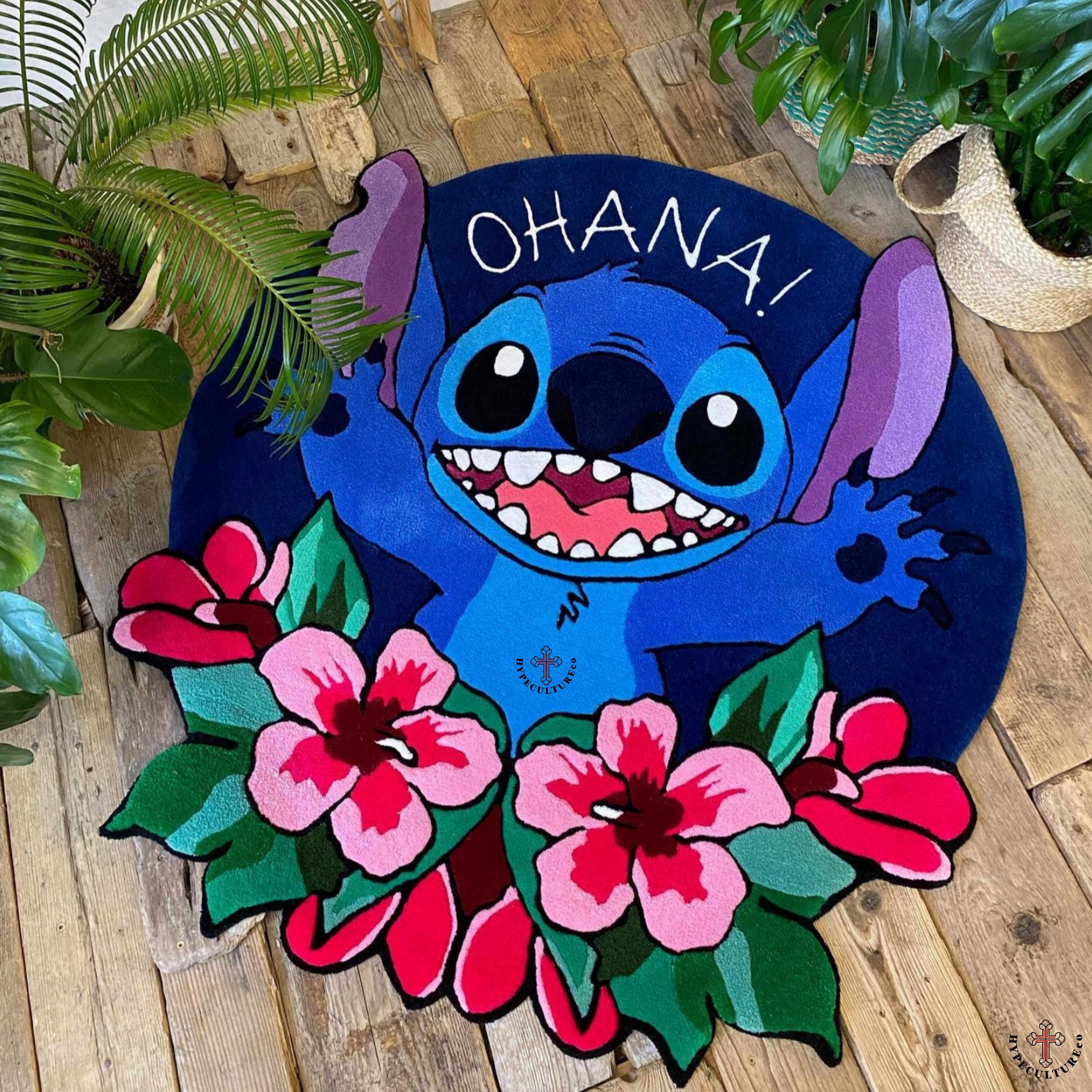 Hand-tufted Cartoon Rug: New Zealand Wool, 'ohana' Stitch Design