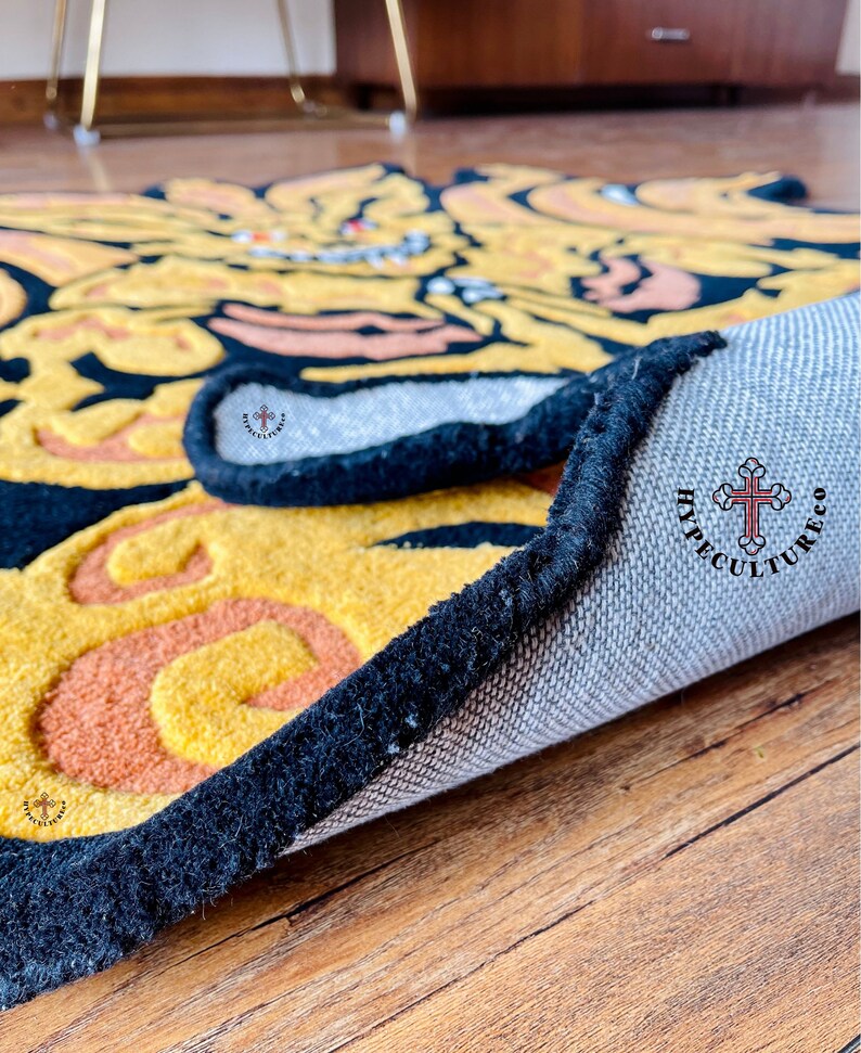 YELLOW DRAGON RUG / Nine Tailed Fox / Handtufted / - Etsy