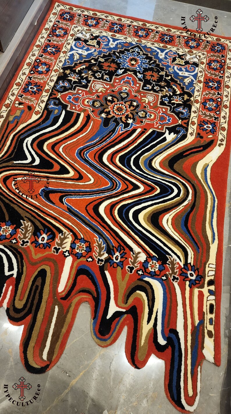 XXL RED PERSIAN Melting Rug / Persian Rug / Melting Design / Etsy